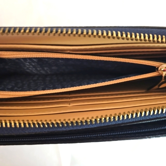 Kate Spade Grand Street Leyton Dark Blue Leather Wristlet Wallet L Zip - Picture 11 of 12